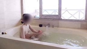 bathing scene at a resort hotel