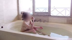 bathing scene at a resort hotel