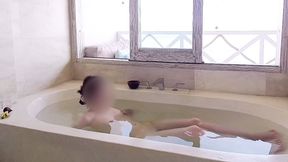 bathing scene at a resort hotel