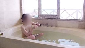 bathing scene at a resort hotel