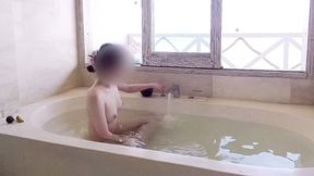 bathing scene at a resort hotel