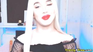 Bare Tugging Superior She-Creature gets teased by a big cock while wearing a tiny dress