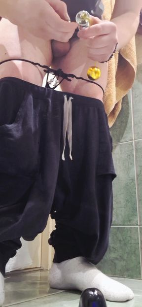 Husband Playing with His Tight Virgin Holes with Anal and Toys