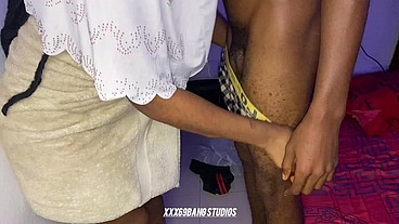 Horny madam begs the cleaner to fuck her raw