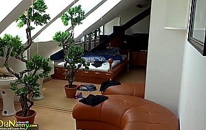 Oldnanny mature kissing with redhead teen in bed