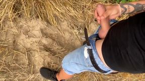 6 Outdoor Places Jerking in One Day and Big and Far Cumshot on a Path Edging