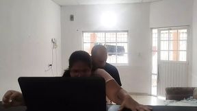Housewife pays a technician with a good blowjob and a hard and rich fuck while her husband works
