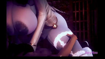 3D HQ Breast Expansion Brunette Big firm tits Cowgirl riding POV wSound added