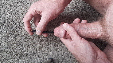 11 inch Sounding Urethra Bladder Insertion Too Thick But Pushed Through Prostate