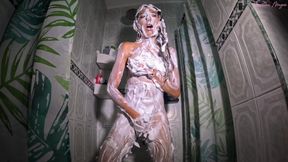 Vlog in the Shower Ends up Messy with Shaving Cream