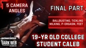 19-Year Old College Twink Caleb Gets No Mercy Tickled, Ballbusted, and Post Orgasm Milked (Final Part)