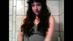 Long haired black head with ugly saggy pale tits was masturbating on webcam