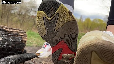 You Have To Lick The Dirty Sneakers Of Two Girls After Chasing Them While Looking At Their Butts