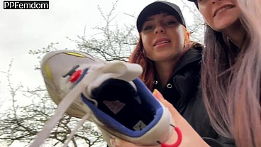 You Have To Lick The Dirty Sneakers Of Two Girls After Chasing Them While Looking At Their Butts