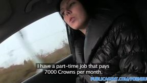 Amateur Young black haired girl fucks on car bonnet