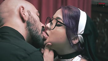 Curvy nun Madalena Nun takes it all, swallowing cum