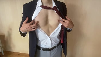 Japanese man masturbates while wearing a suit (3)