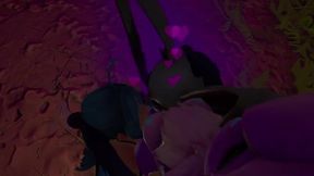 Girl and Bunny Girl Savagely Destroy Futa Bat Girl Dick In Threesome Orgy