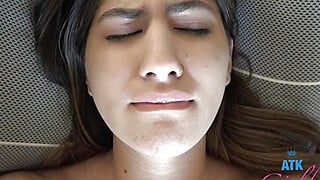 Natural boobs Latina Veronica Vella spreads legs to be fucked good