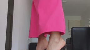 Katherine high heel teasing in the airbnb with her sexy black ultra high heel mules