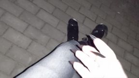 I cum at the bus stop while waiting for the bus