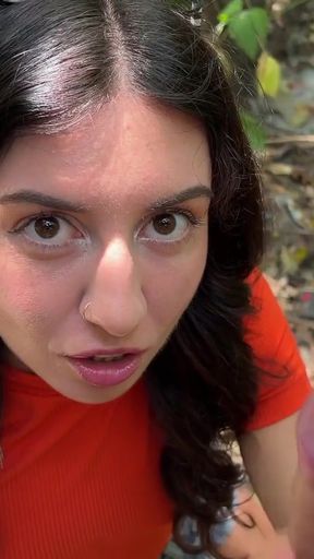 Public Blowjob in the Bushes with Stranger and Crazy Cumwalk Covered in Cum   Clip 1