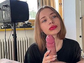 Sensual Fellatio with Red Lipstick
