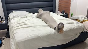 Mummified in Pantyhose Cocoon Vulnerable Encased Inside Nylon