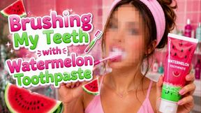 Brushing My Teeth with Watermelon Toothpaste 🍉🪥