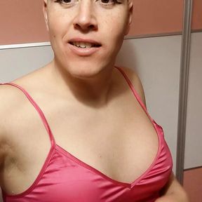 Trans woman teases you with her tits and girl dick