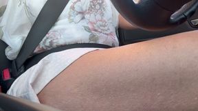 Hot mature lady goes to work and because she's horny she touches her juicy pussy in the car
