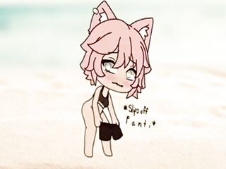 Gacha life beauty squirt on beach! Public! Moist noises