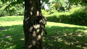 Inked blonde big boobed milf in sexy outfit pisses and been fucked outdoor