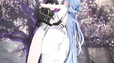 Cool Sword Saint in White Clothes gets her feet ruined by a thick load
