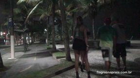 Group of friends makes whoring through the streets on the coast