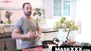 MaskXXX.com - Big cocked hunk's post-cooking wanking session is a real treat