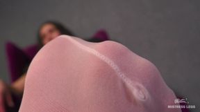 Mistress toes wiggling in white nylon socks