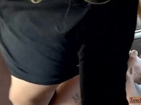 Cutie blonde teen babe Uma Jolie hitchhikes and gets banged