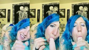 sloppy blow job from blue haired tattooed girlfriend pov joi