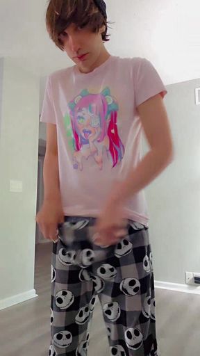 Diaper Femboy Shows off His Chastity Cage