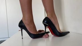 Lady Latisha - Gianmarco Lorenzi Black Leather Stilettos - Cock Trampling CBT Shoejob - POV