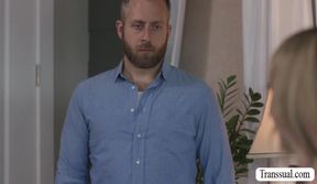 Shemale Blonde Rides And Sucks Friends Hard Dick