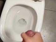 Teen boy jerks off in the public toilet Understall and make cum