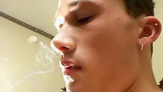 Twink Braden Spence smokes and fingers his tight ass solo