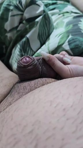 Step mom in bed with blind step son handjob his dick