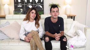 Innocent Brunette Gets Drilled by a Porn Performer While Her Cuck Boyfriend Watches