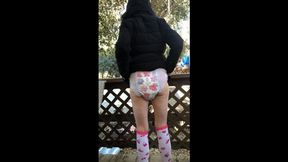 Using my Goodnites diaper Outside for DaddyDom