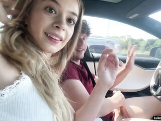 Hot Tiny Blonde Stepsis Fucks Avid In Self Driving Car - Molly Little - Luke Cooper