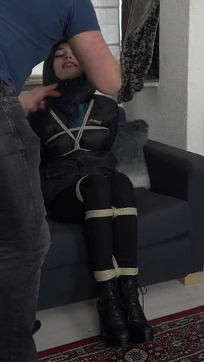 Luna Grey - down jacket bondage HD