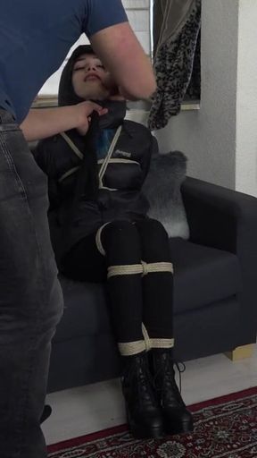 Luna Grey - down jacket bondage HD